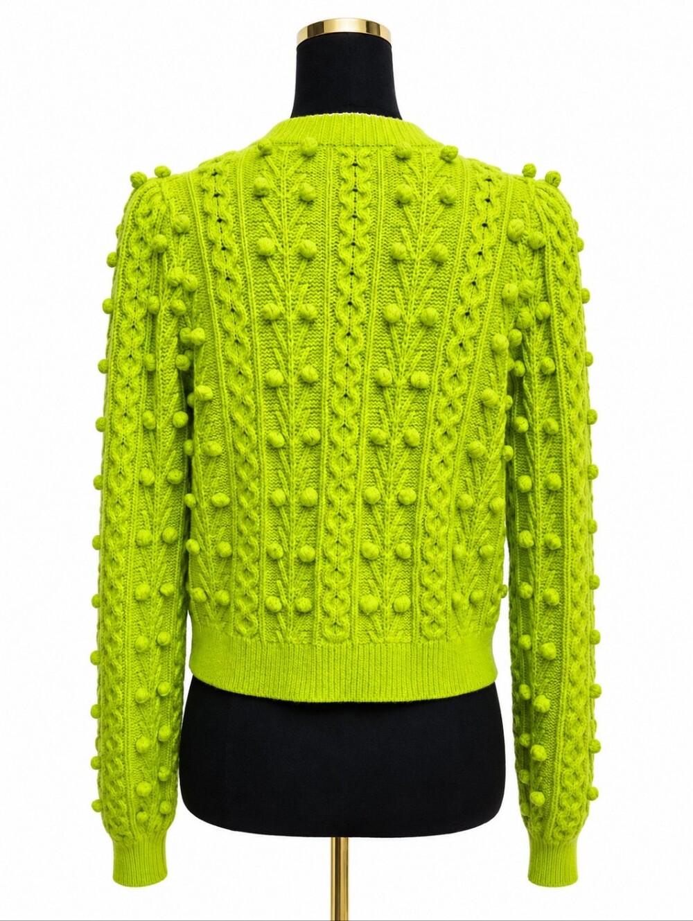 Alice + Olivia Lime Green Kitty Bow Puff Sleeve Cardigan M - Picture 10 of 14